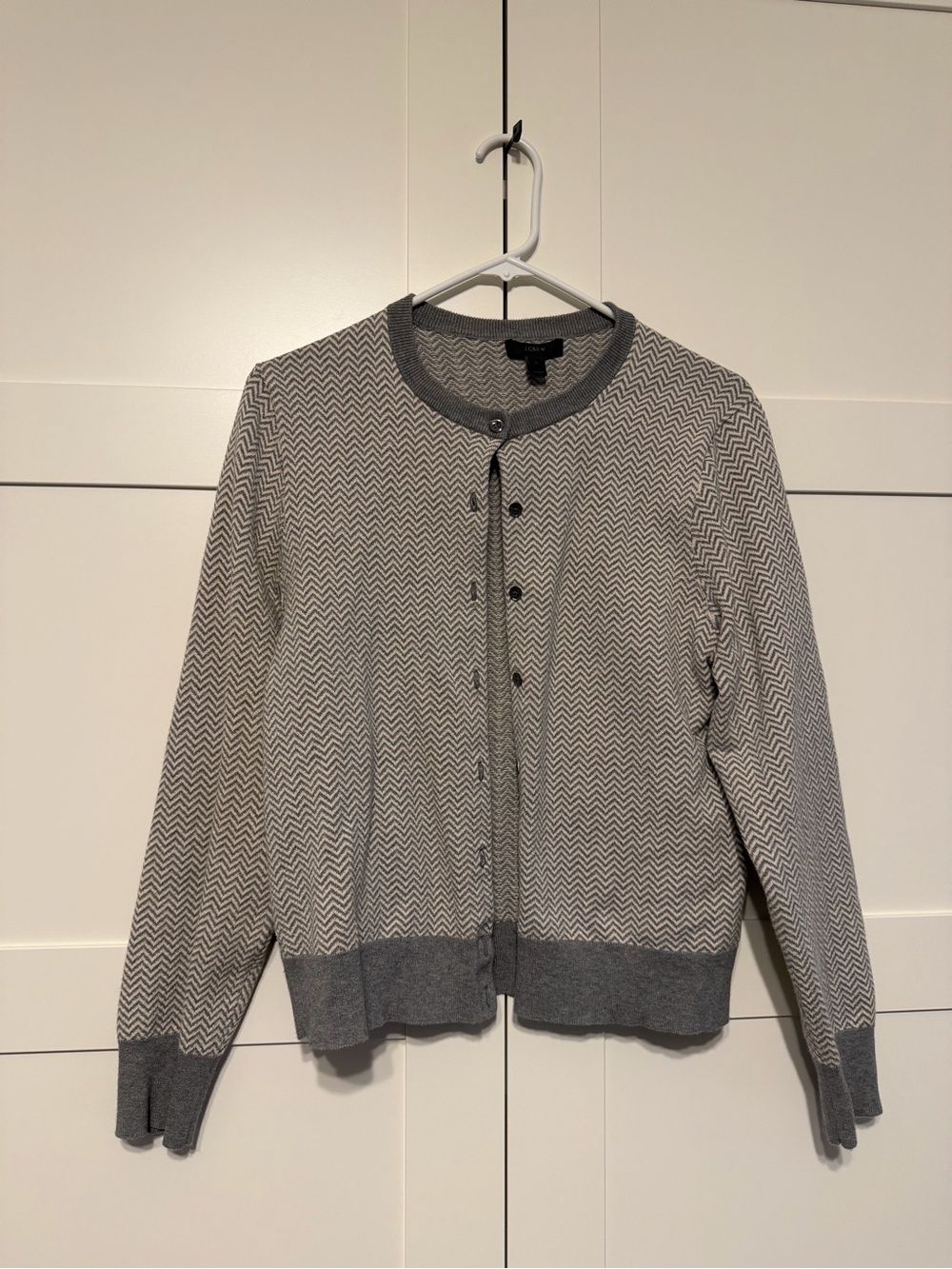 J. Crew Gray Chevron Knit Cardigan